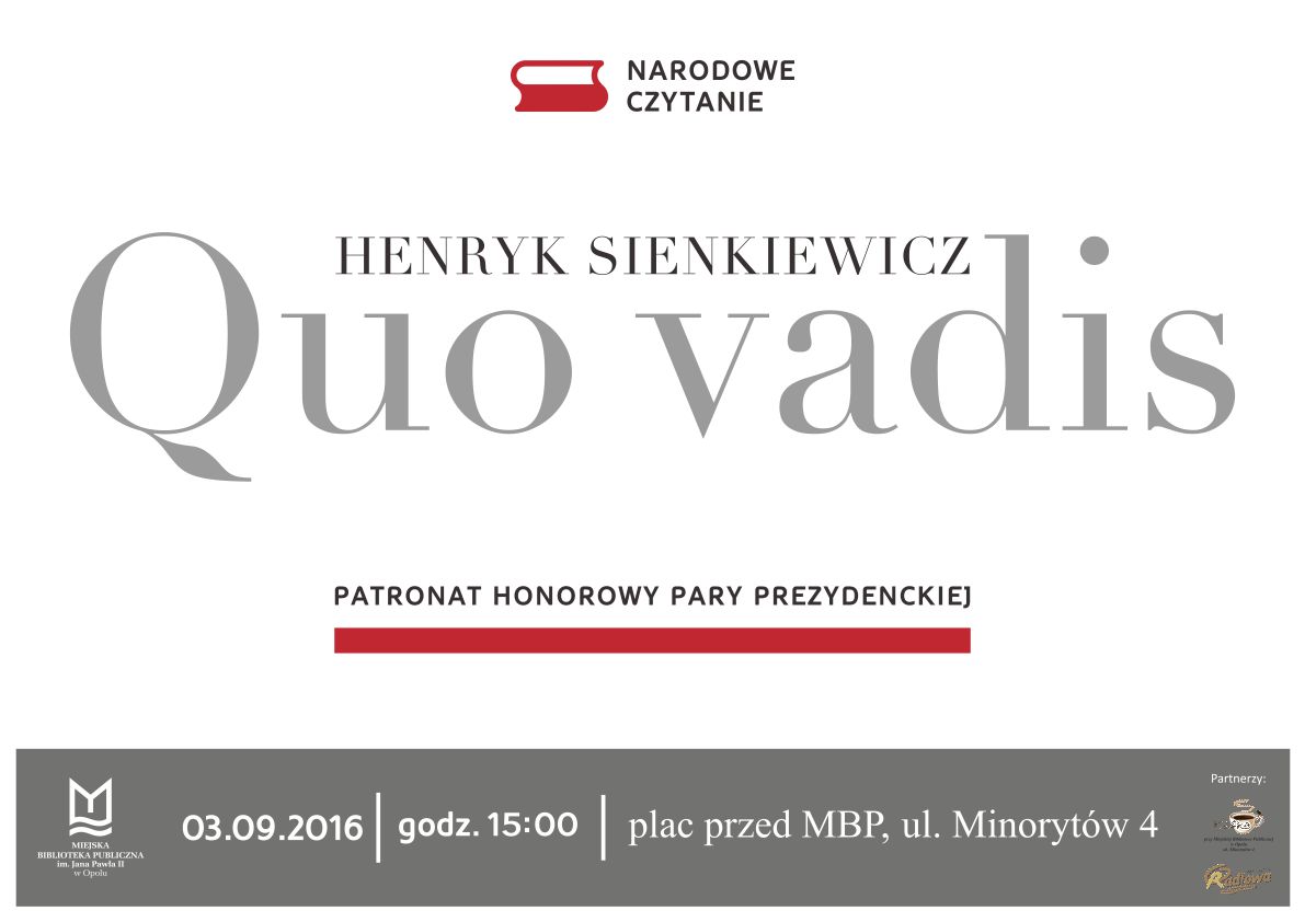 Narodowe Czytanie „Quo vadis” Henryka Sienkiewicza