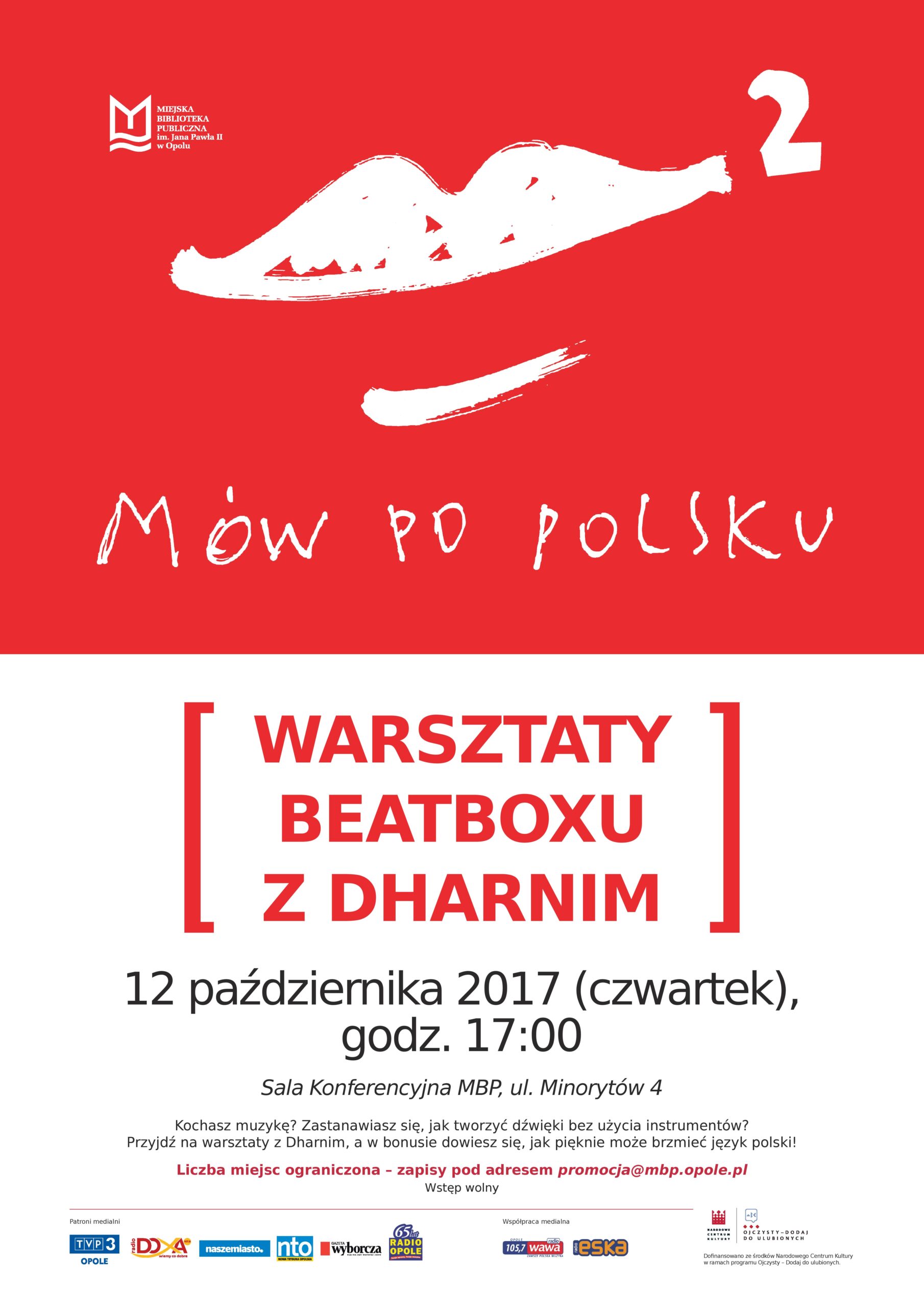 Warsztaty beatboxu z Dharnim w ramach projektu „Mów po polsku 2!”