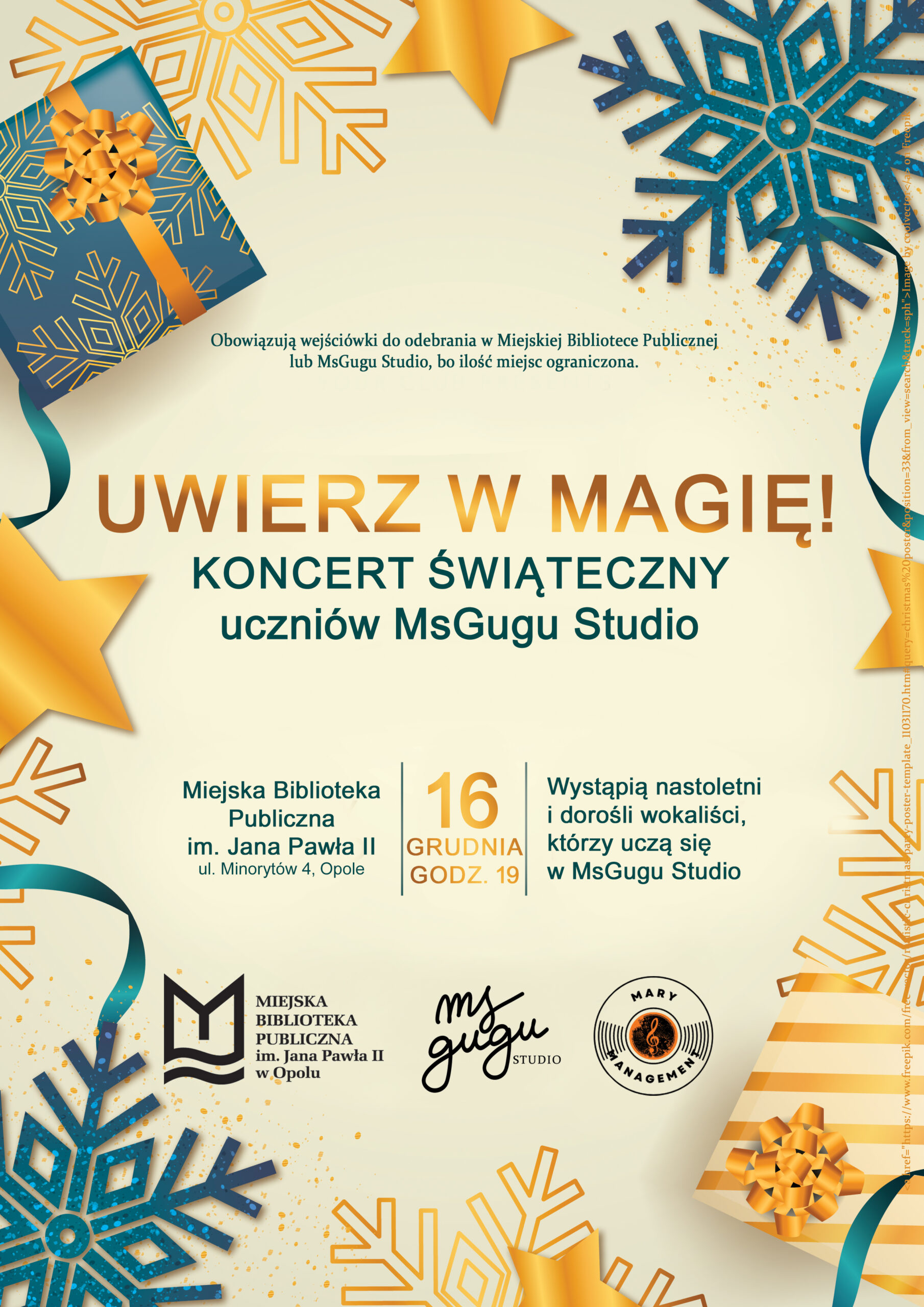 Read more about the article Uwierz w magię! Koncert świąteczny uczniów MsGugu Studio / dla dorosłych